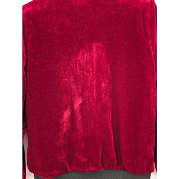 Forever 21 Women's S Red Velvet Bomber Jacket Y2K Streetwear McBling Retro Glam - Picture 12 of 14